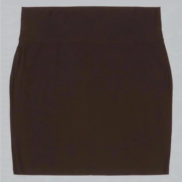 Eileen Fisher Chocolate Brown Pull On Washable Stretch Crepe Skirt Size Medium M - Picture 1 of 9